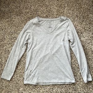 Sonoma, The Everyday Tee, long-sleeved heathered gray, pink, beige with sparkles